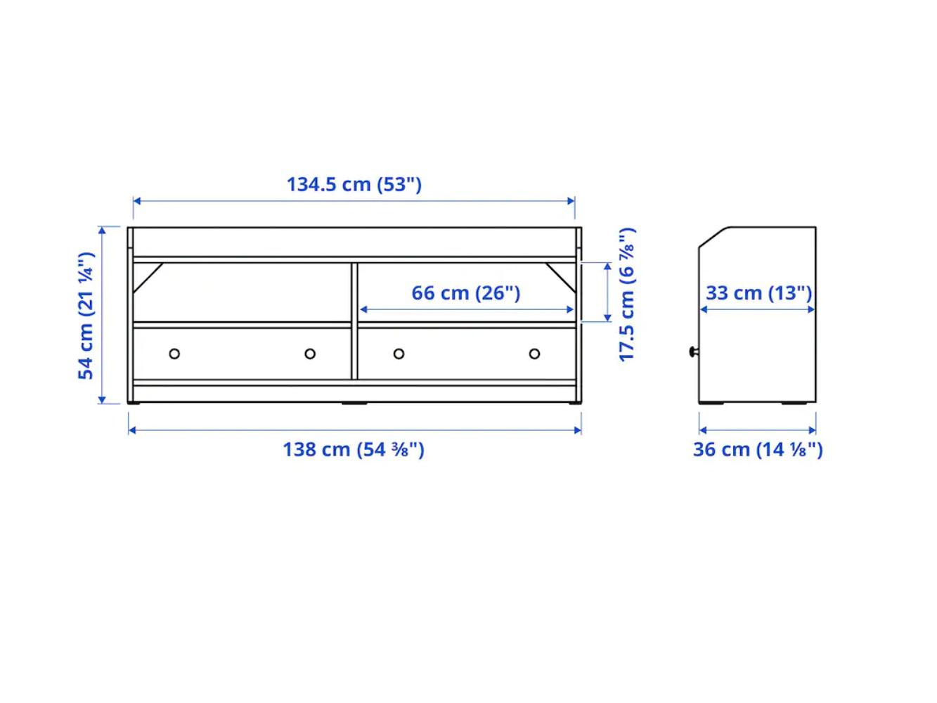 Изображение товара Тумба под телевизор Хауга 332 white ИКЕА (IKEA), 138x36x54 см на сайте adeta.ru