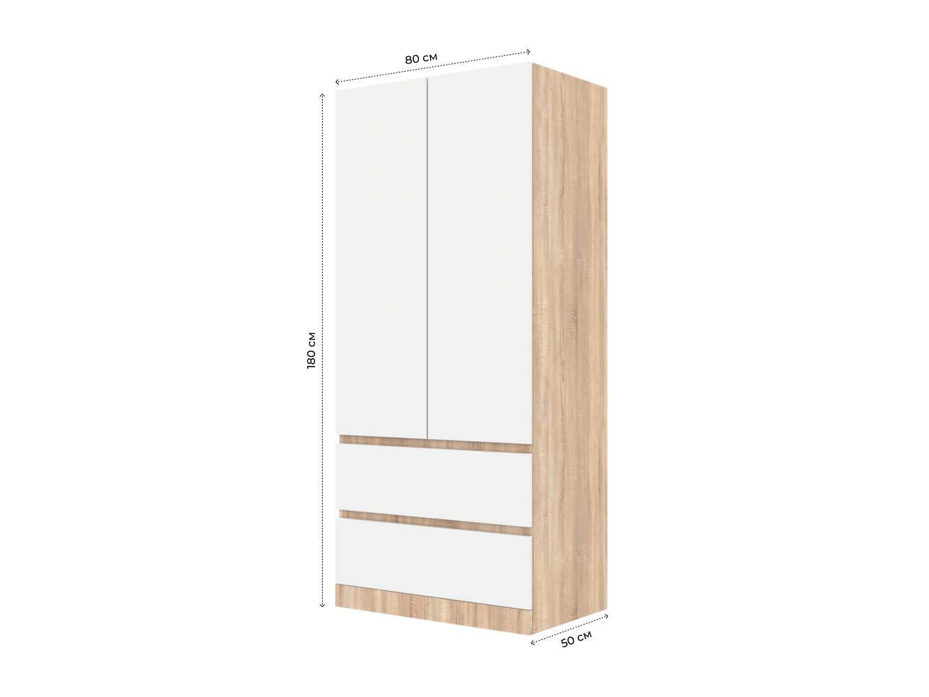 Распашной шкаф Мальм 313 oak white ИКЕА (IKEA) изображение товара